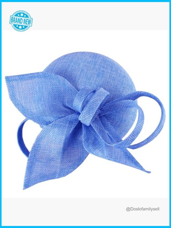 Blue Sinamay Feather Pillbox Fascinator Headband Derby Hat for Wedding Party main image 7
